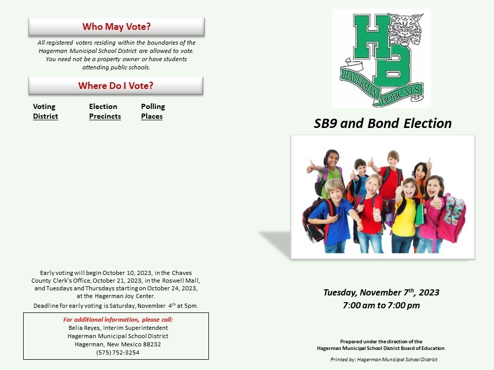 Bond Election Hagerman Municipal Schools