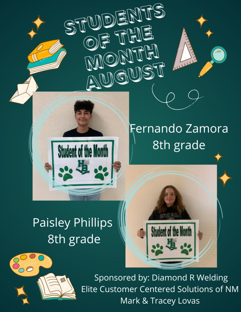 Middle School Students of the Month-August
